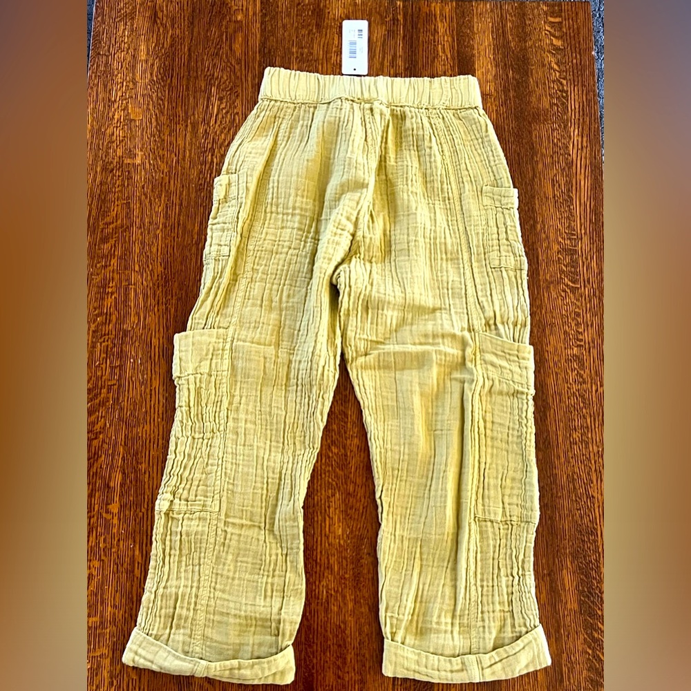 NWT Shannon Passero Capri Cargo Pants Crinkled Cotton XS Light Lime Green